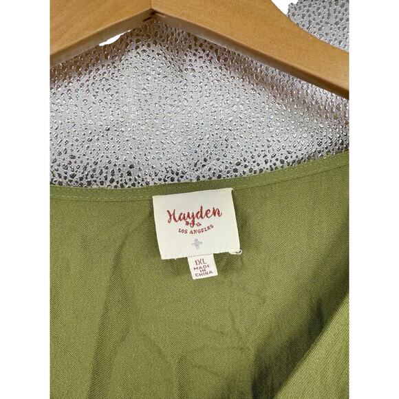 Hayden Los Angeles Army Green Button Up Dress Tunic Boutique Womens Size 1XL - Picture 2 of 6